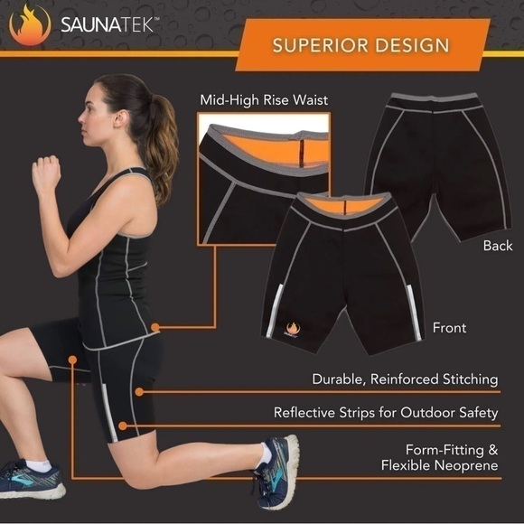 SaunaTek Women's XXL Black Neoprene Shorts Workout Sweat Shorts Activewear - Picture 8 of 9